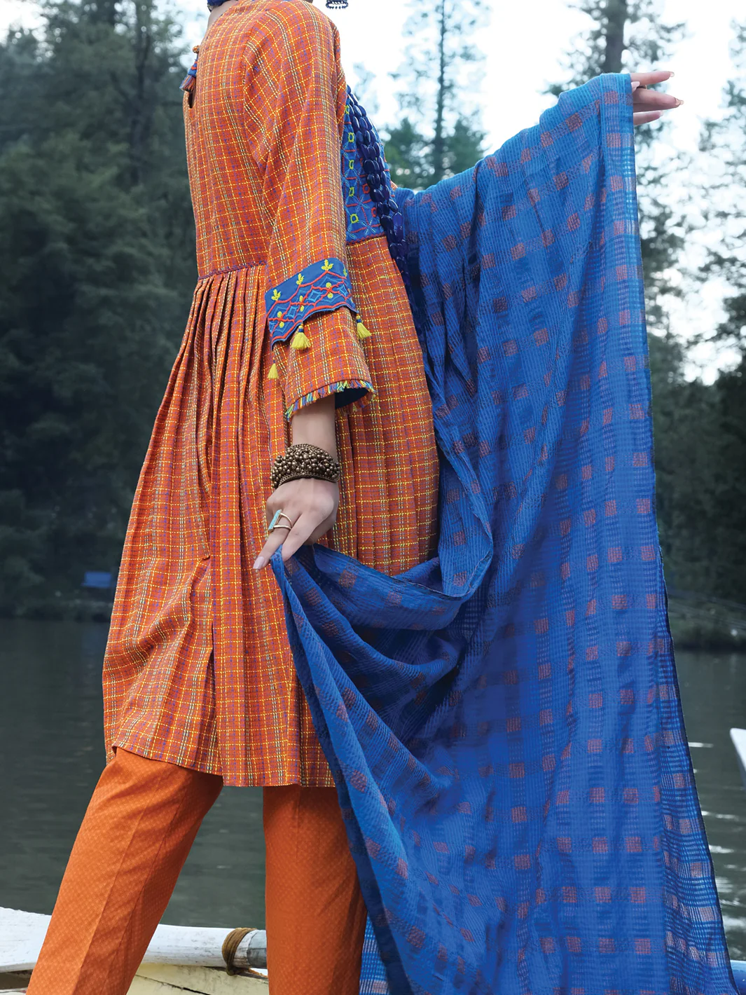Orange Yarn-Dyed 3Pc Stitched - AWP-3PS-272/S - Image 3