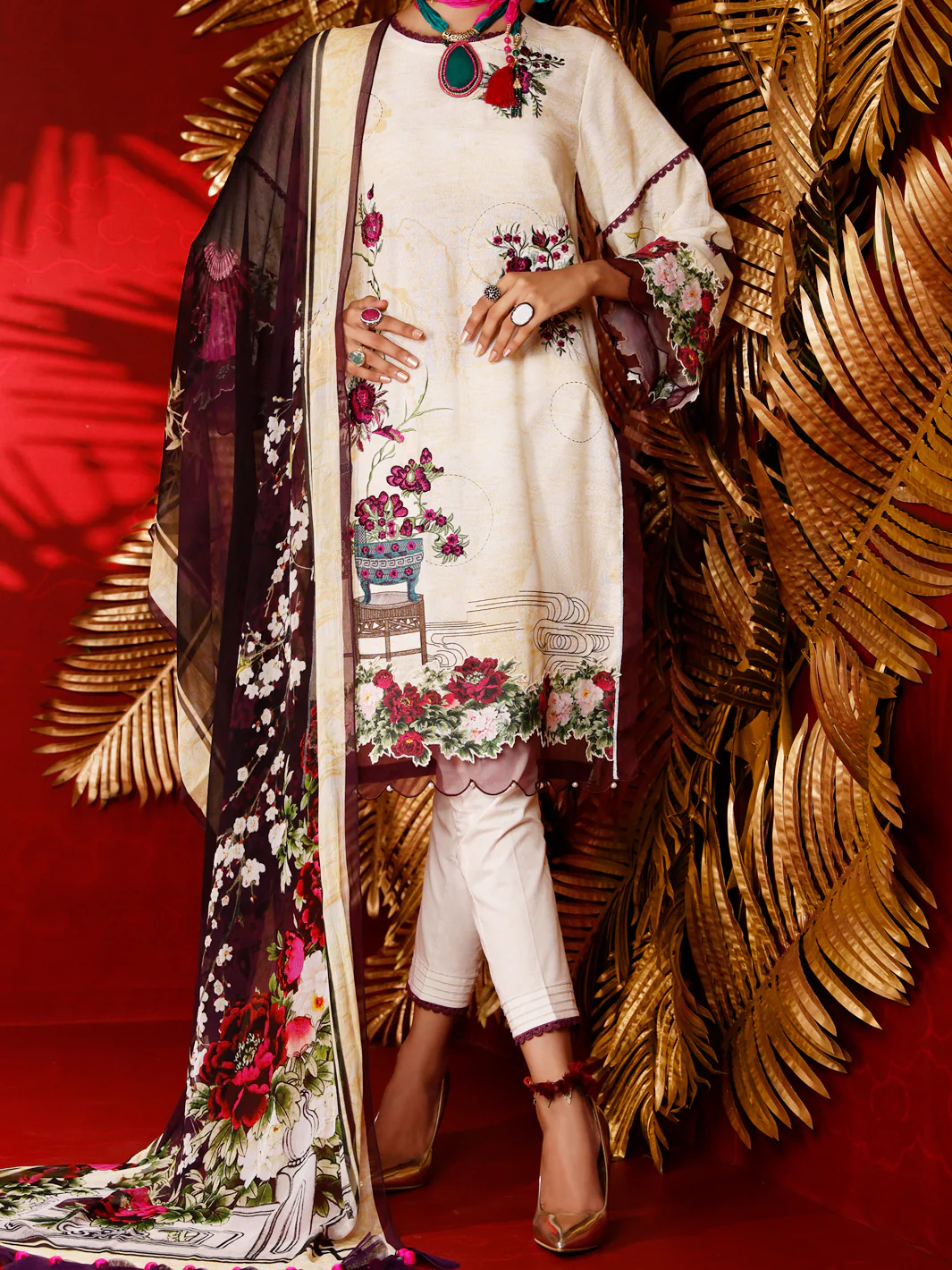Beige Karandi 3Pc Unstitched - AWP-3PS-279