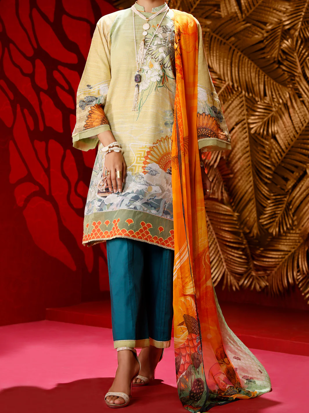 Lime Khaddar 3Pc Stitched - AWP-3PS-281