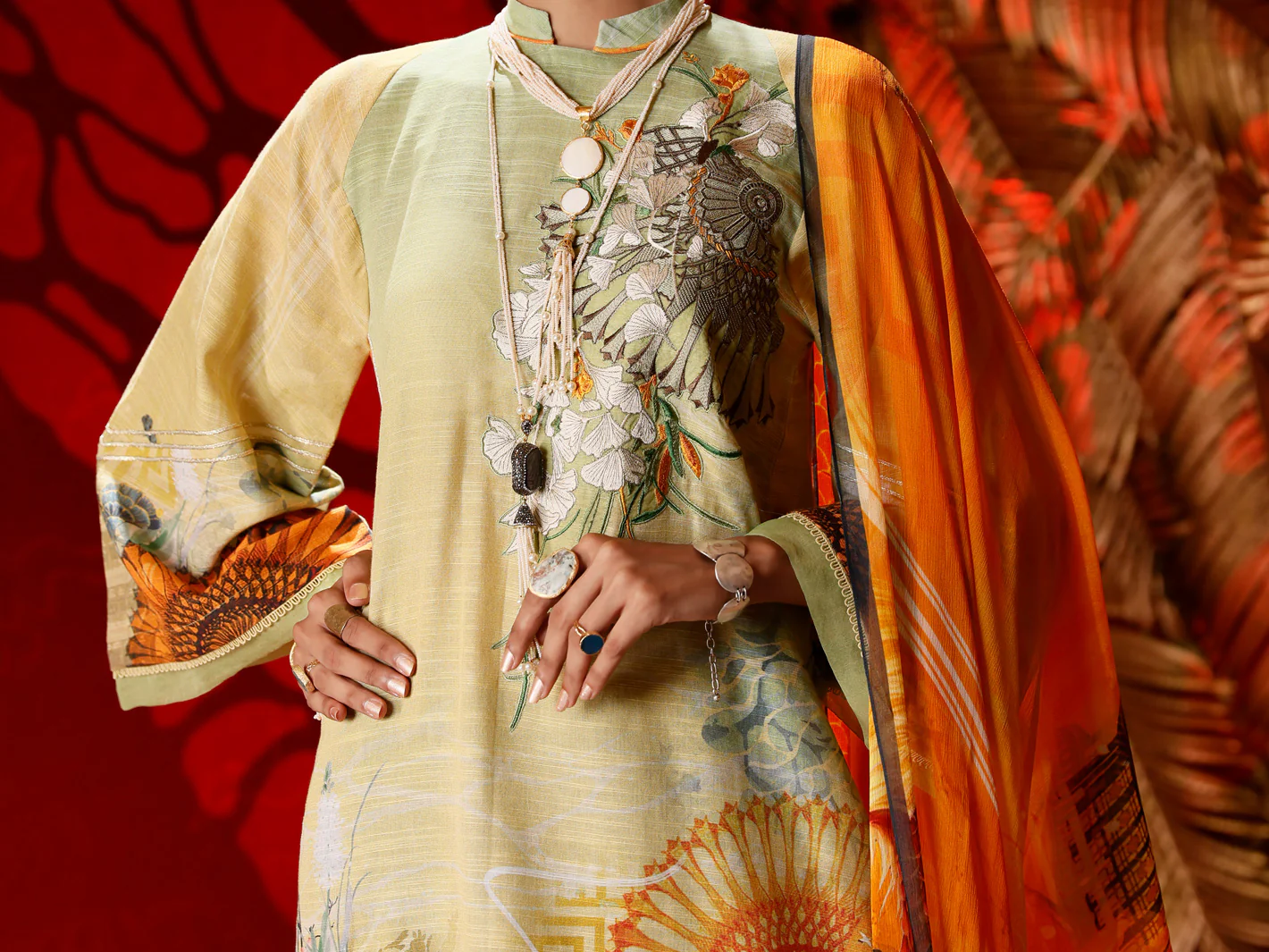 Lime Khaddar 3Pc Stitched - AWP-3PS-281 - Image 3
