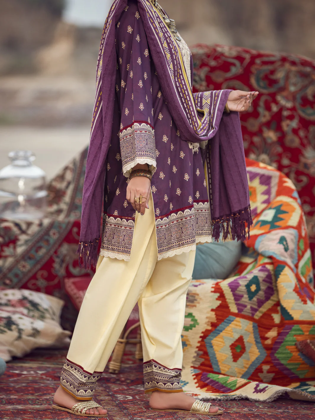 Purple Cambric 3Pc Unstitched - AWP-3PS-330 - Image 5