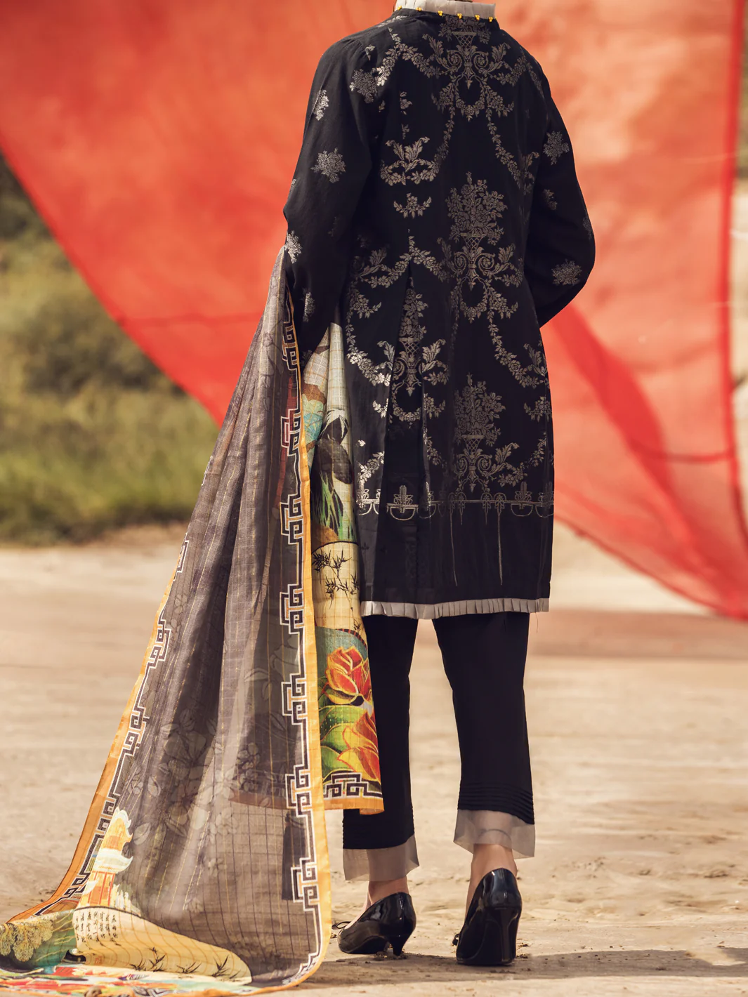 Black Jacquard 3Pc Stitched - AWP-3PS-338 - Image 2