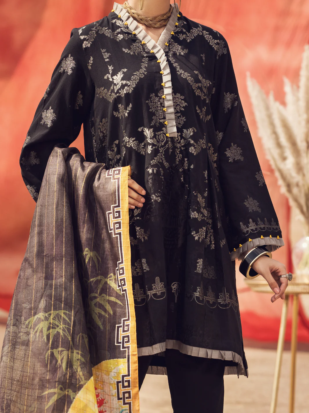 Black Jacquard 3Pc Stitched - AWP-3PS-338 - Image 3