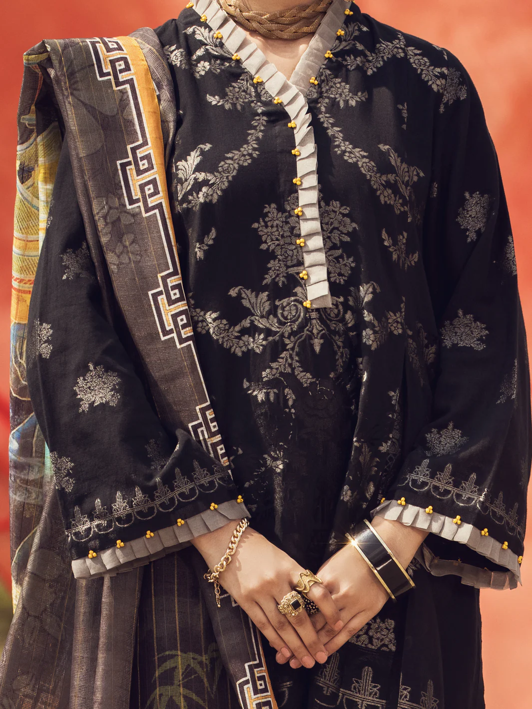 Black Jacquard 3Pc Stitched - AWP-3PS-338 - Image 5