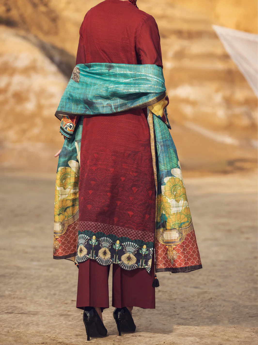 Maroon Khaddar 3Pc Unstitched - AWP-3PS-340 - Image 2