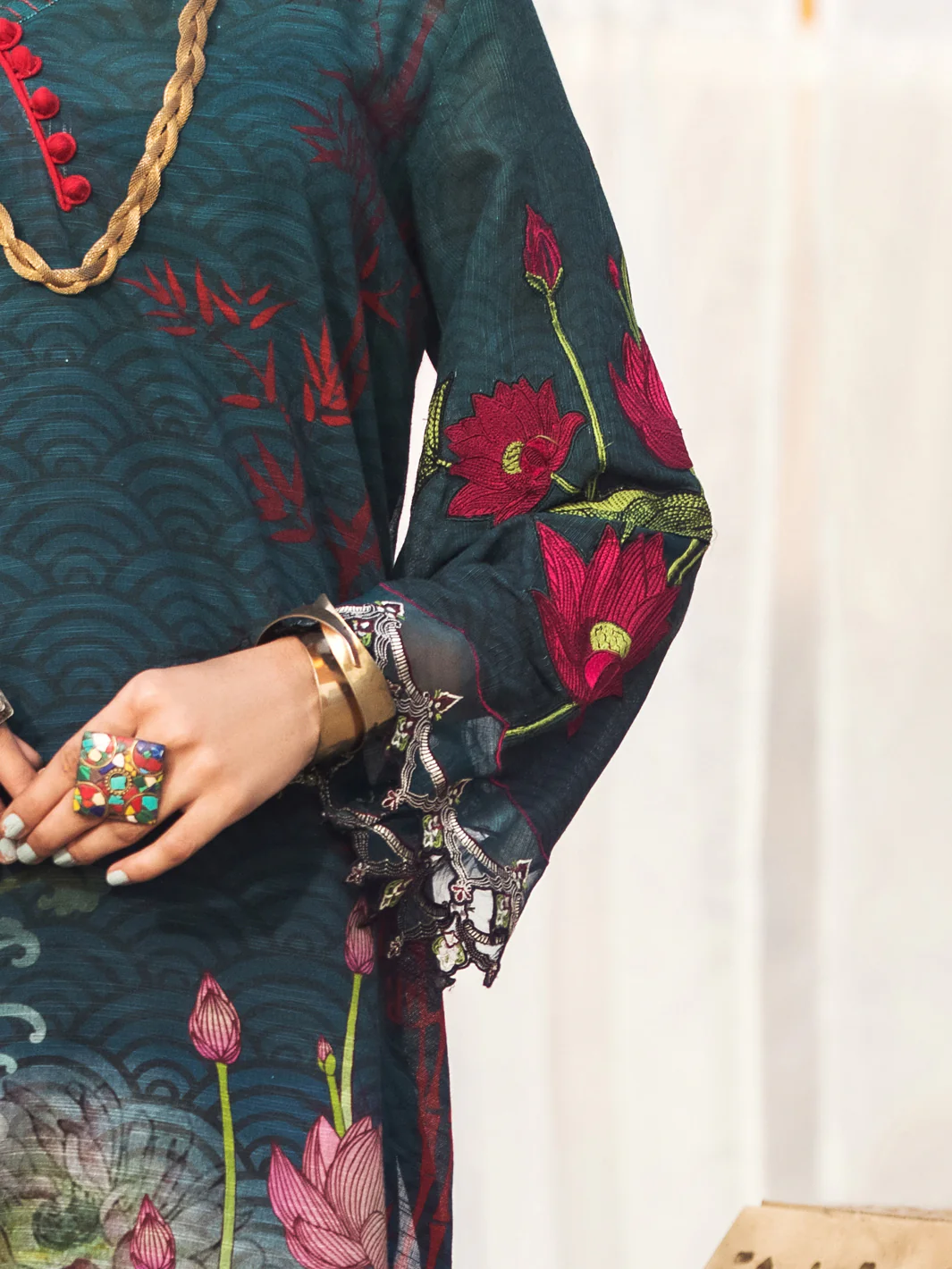 Teal Khaddar 3Pc Unstitched - AWP-3PS-341 - Image 3
