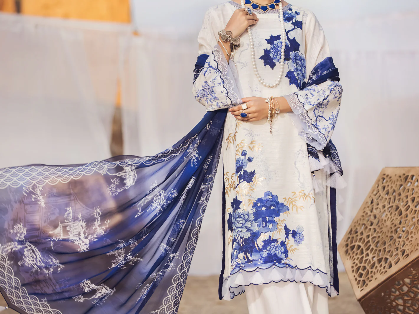 Blue 3Pc Khaddar Unstitched - AWP-3PS-344 - Image 4