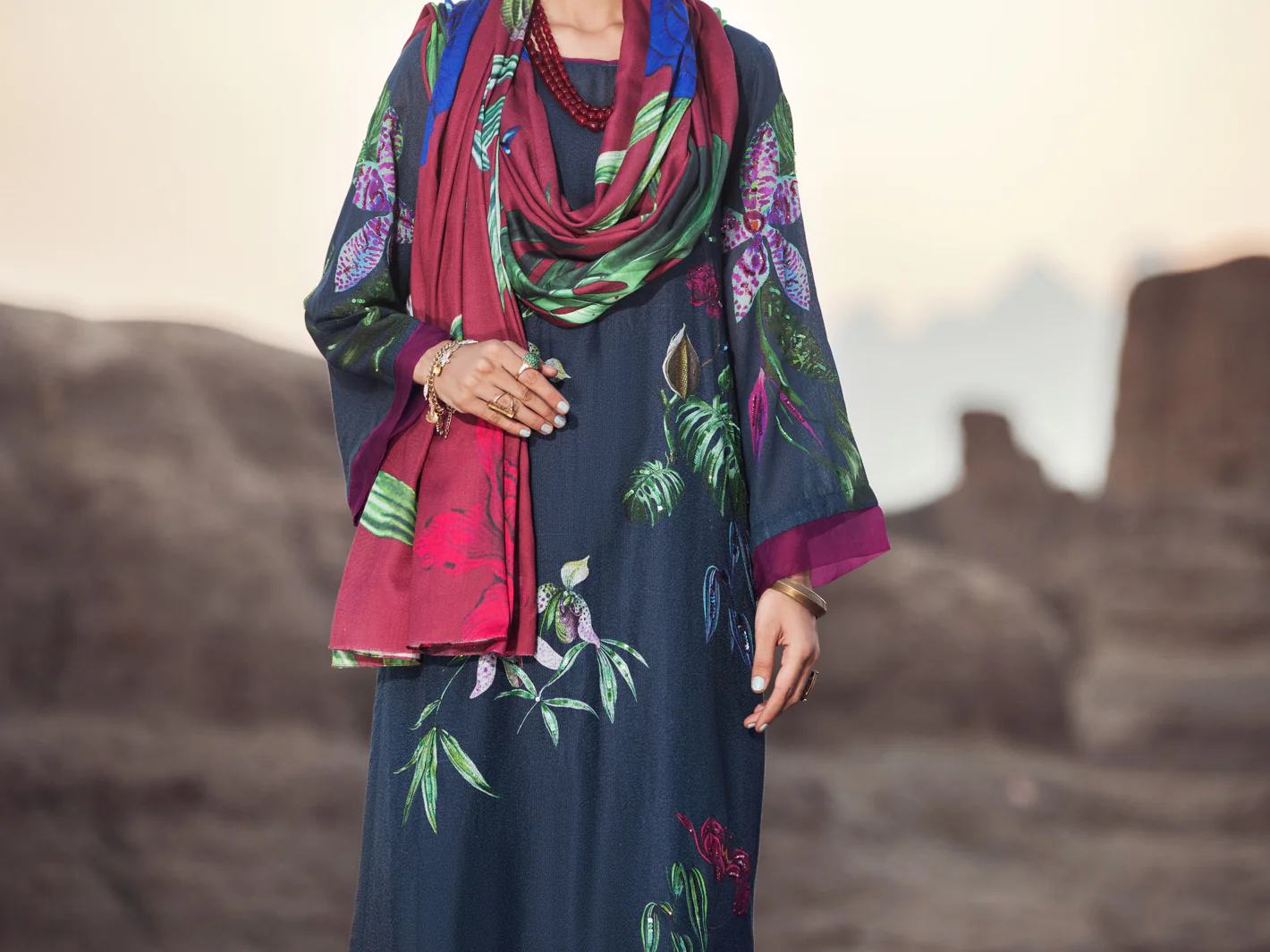 Navy Blue Karandi 3Pc Stitched - AWP-3PS-345 - Image 4
