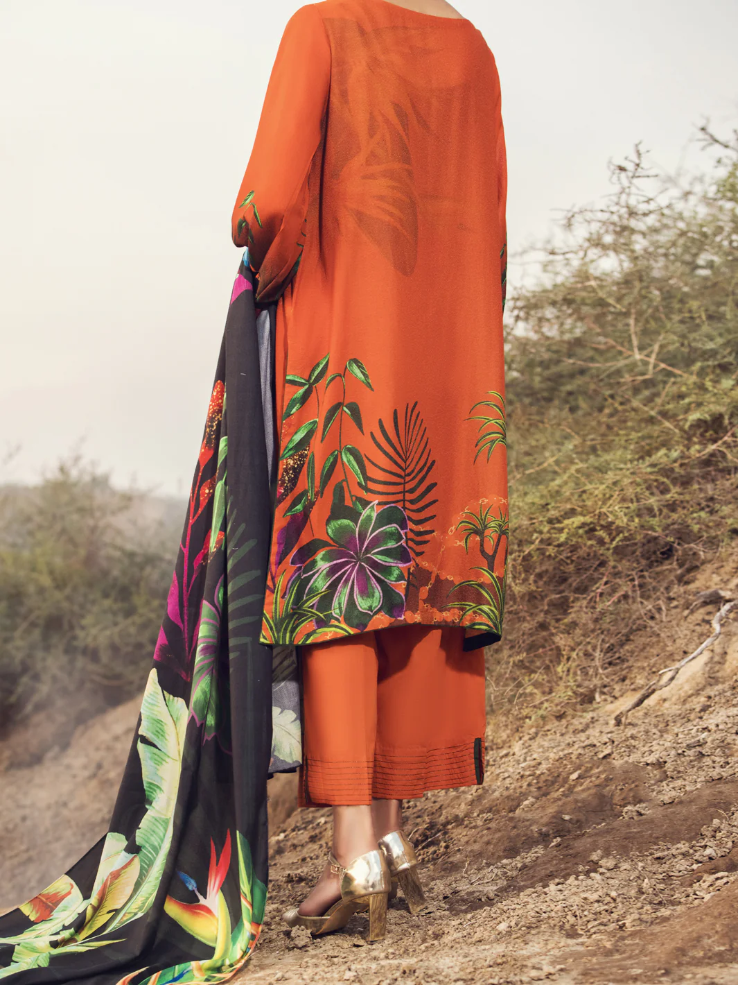 Orange Karandi 3Pc Stitched - AWP-3PS-346 - Image 2