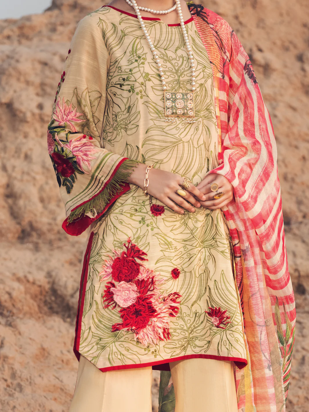Beige Khaddar 3Pc Stitched - AWP-3PS-350 - Image 2