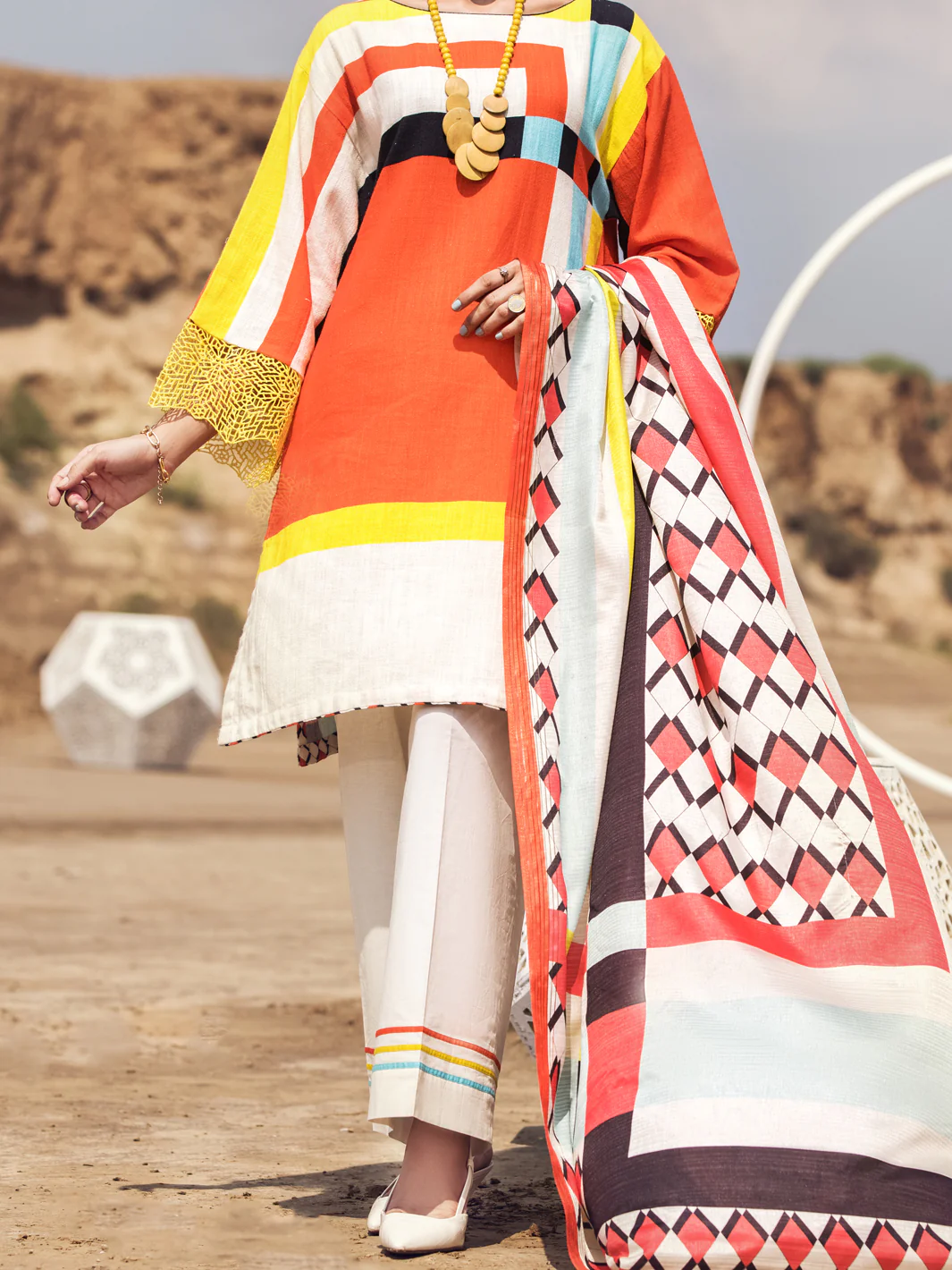 Orange Khaddar 3Pc Stitched - AWP-3PS-352 - Image 3