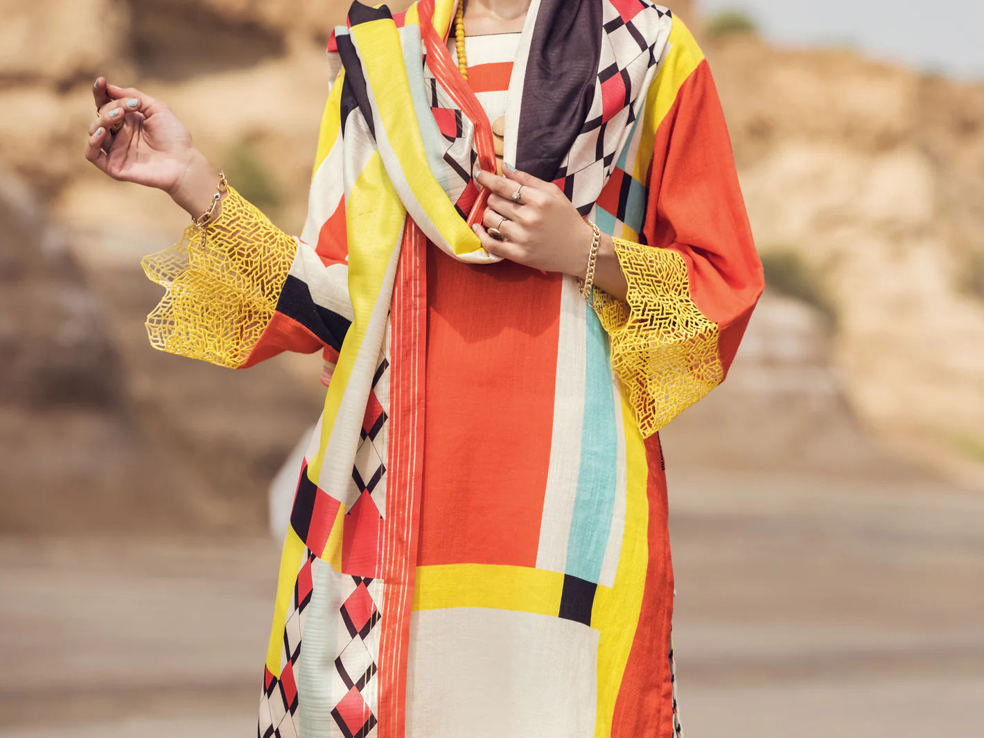 Orange Khaddar 3Pc Stitched - AWP-3PS-352 - Image 4