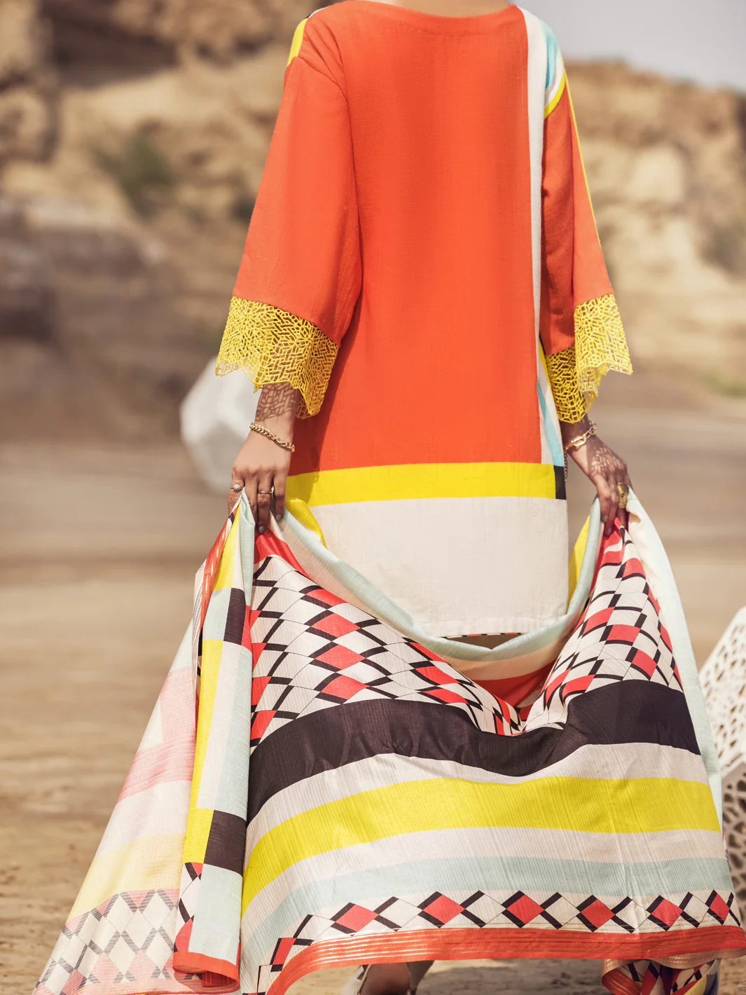 Orange Khaddar 3Pc Stitched - AWP-3PS-352 - Image 5