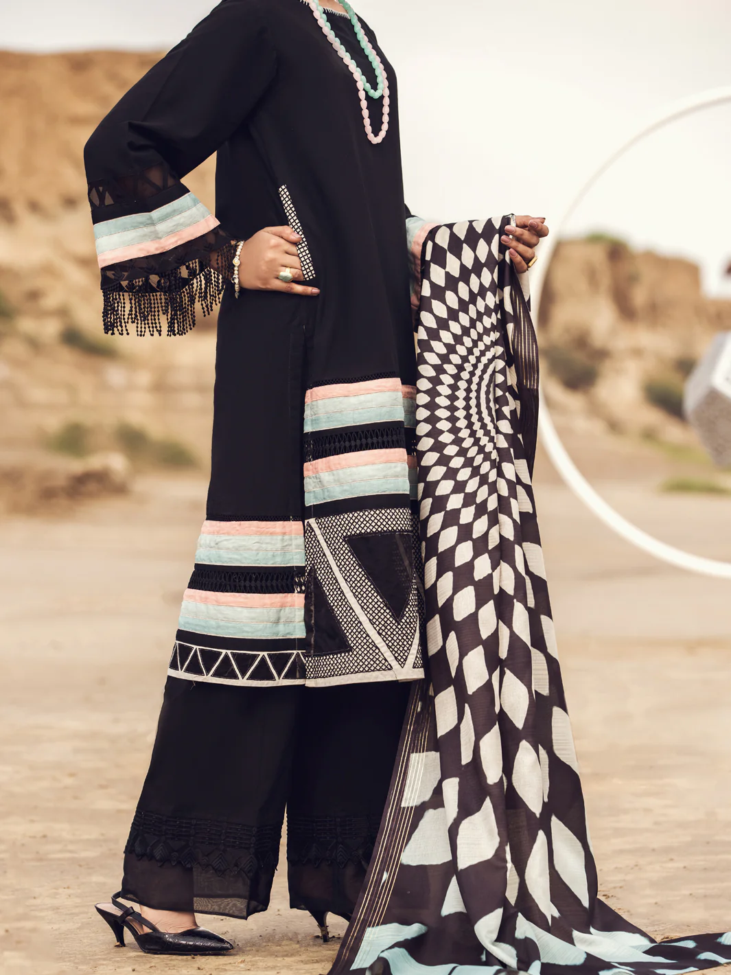 Black Karandi 3Pc Stitched - AWP-3PS-356 - Image 3