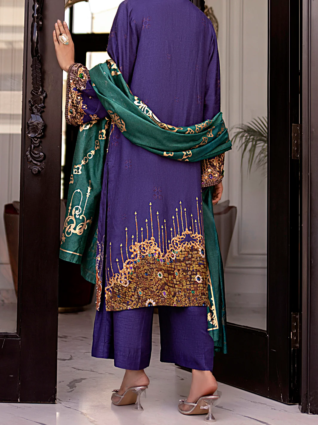 Blue Raw Silk 3Pc Stitched - AWP-3PS-358 - Image 2