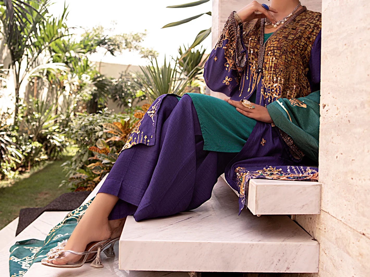 Blue Raw Silk 3Pc Stitched - AWP-3PS-358 - Image 5