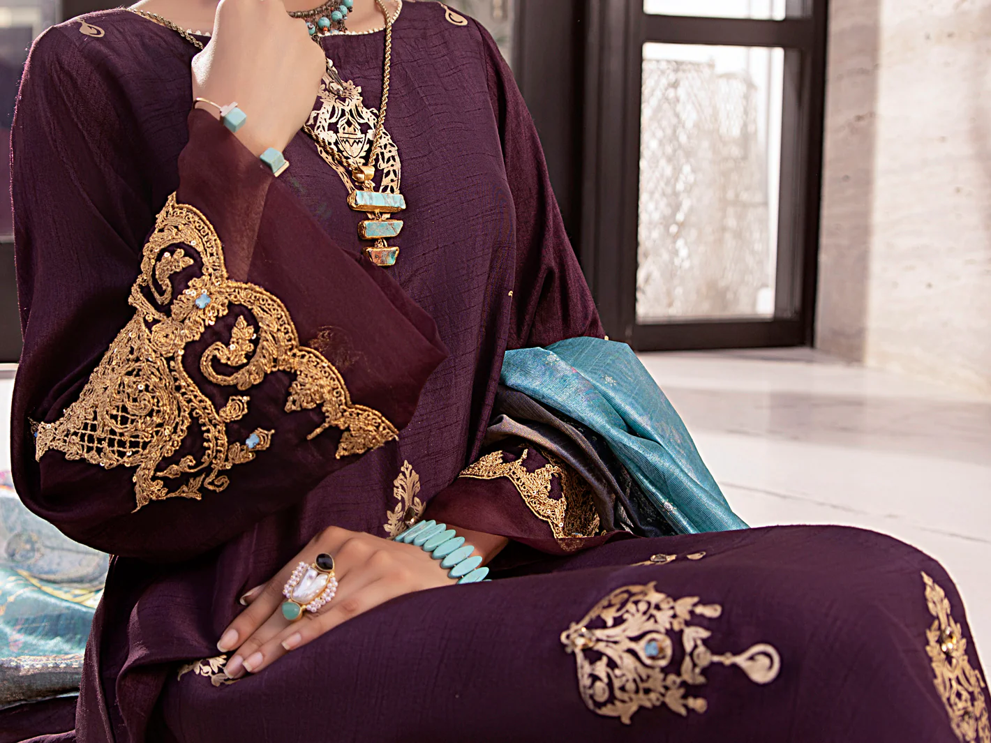 Purple Raw Silk 3Pc Stitched - AWP-3PS-360 - Image 5