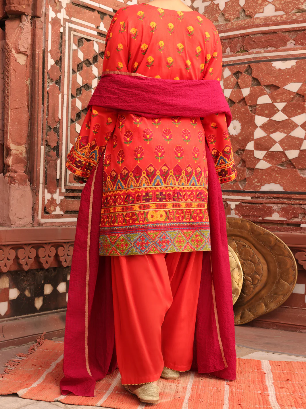 Orange Cambric Unstitched 3Pc - AWP-3PS-408 - Image 2