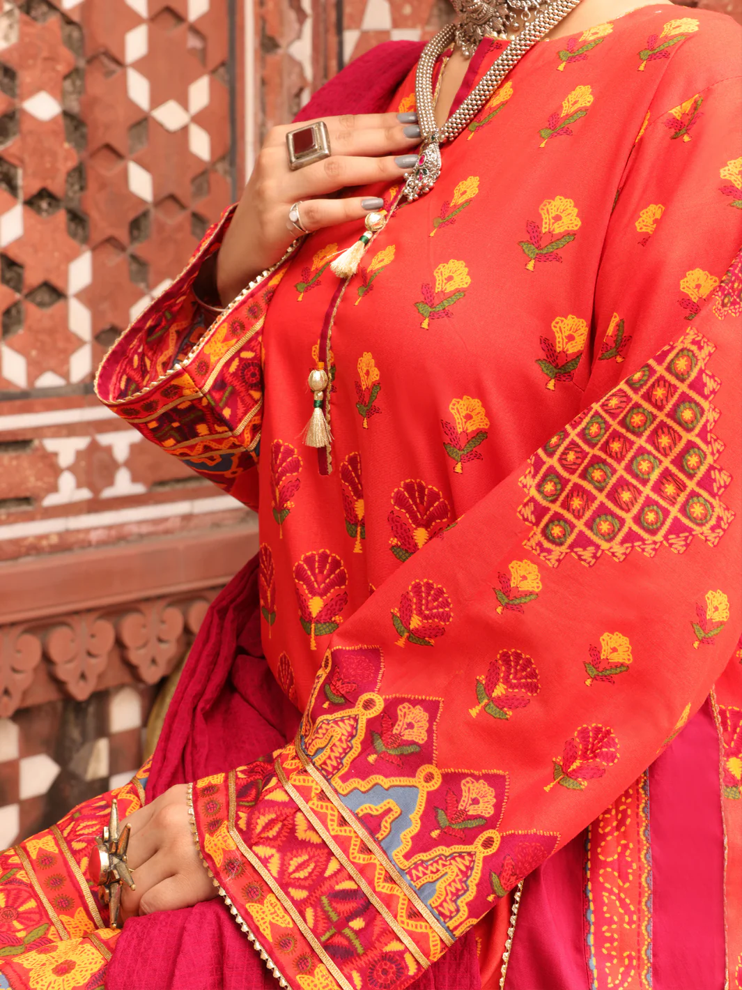 Orange Cambric Unstitched 3Pc - AWP-3PS-408 - Image 5