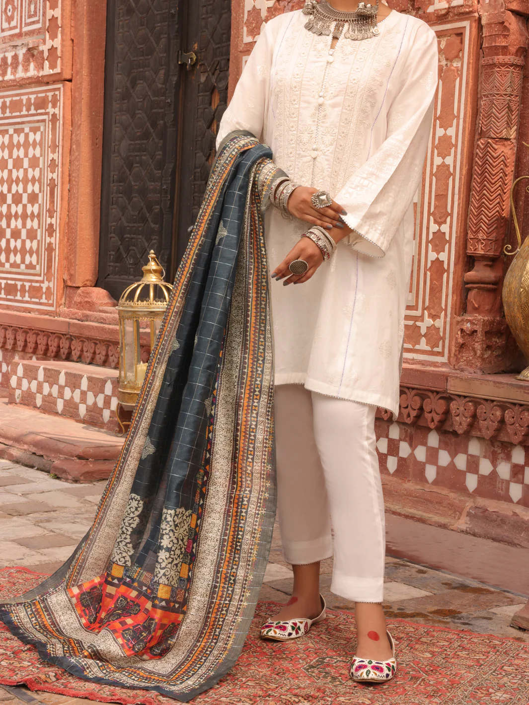 White Cambric Unstitched 3Pc - AWP-3PS-411