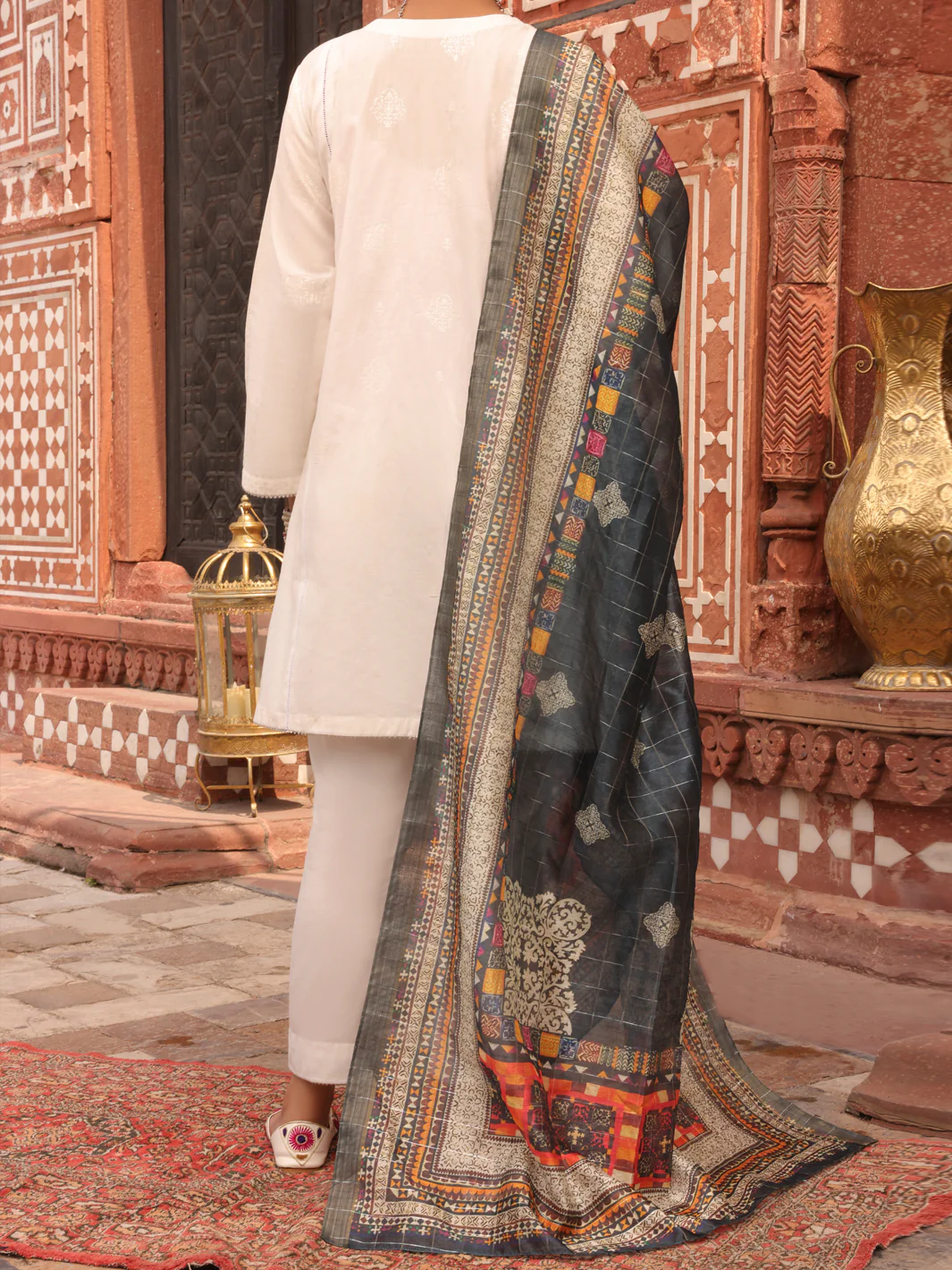 White Cambric Unstitched 3Pc - AWP-3PS-411 - Image 2