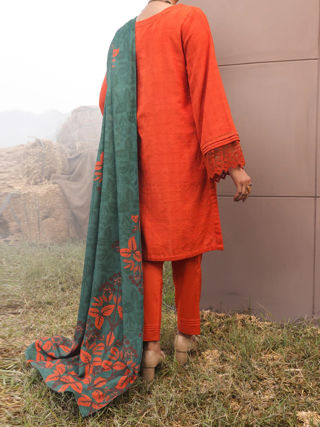 Orange Dobby Unstitched 3Pc - AWP-3PS-412 - Image 2
