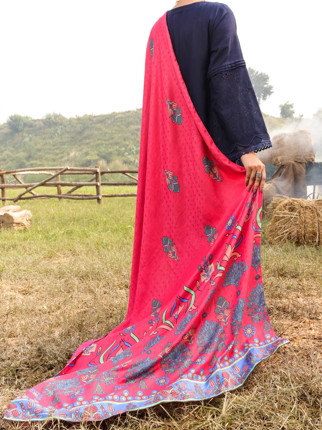 Blue Khaddar Unstitched 3Pc - AWP-3PS-416 - Image 2