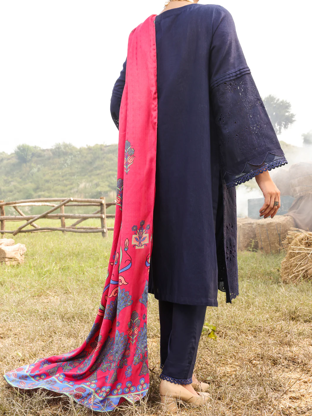 Blue Khaddar Unstitched 3Pc - AWP-3PS-416 - Image 4