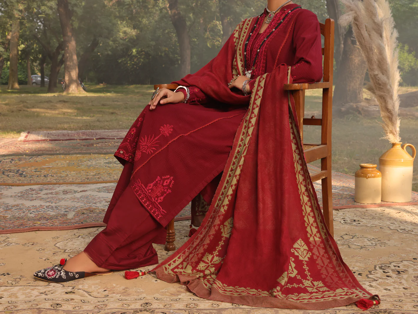 Maroon Dobby 3Pc Stitched - AWP-3PS-423 - Image 4