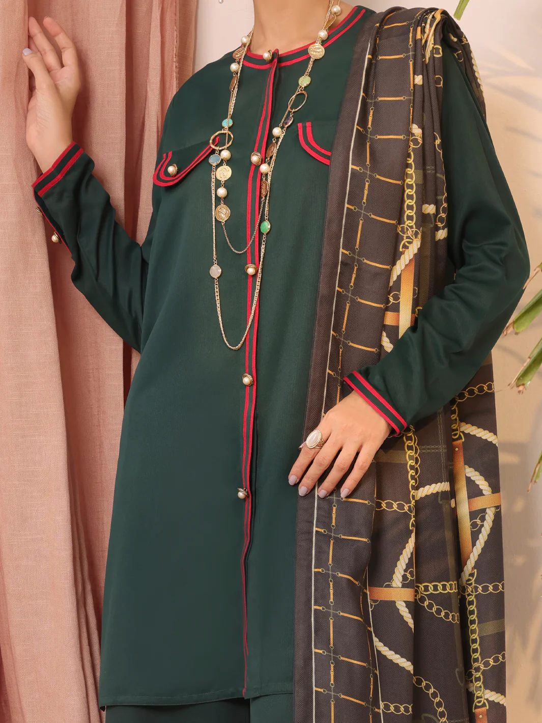 Green Twill 3Pc Stitched - AWP-3PS-435 - Image 6