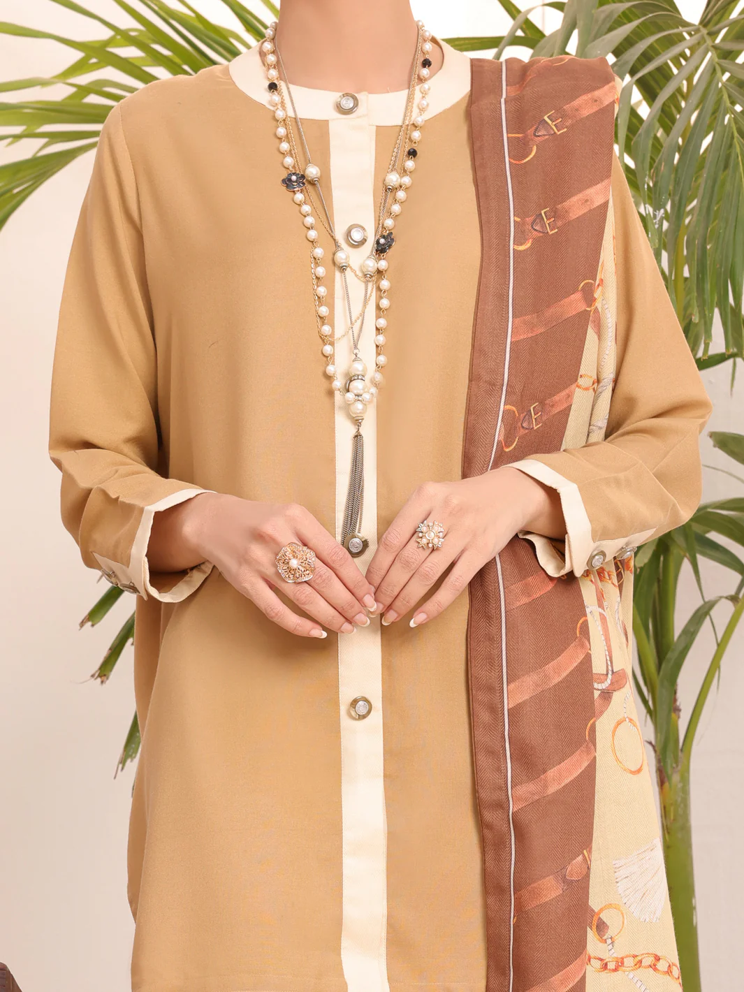 Khaki Dobby Viscose Unstitched 3Pc - AWP-3PS-436 - Image 6