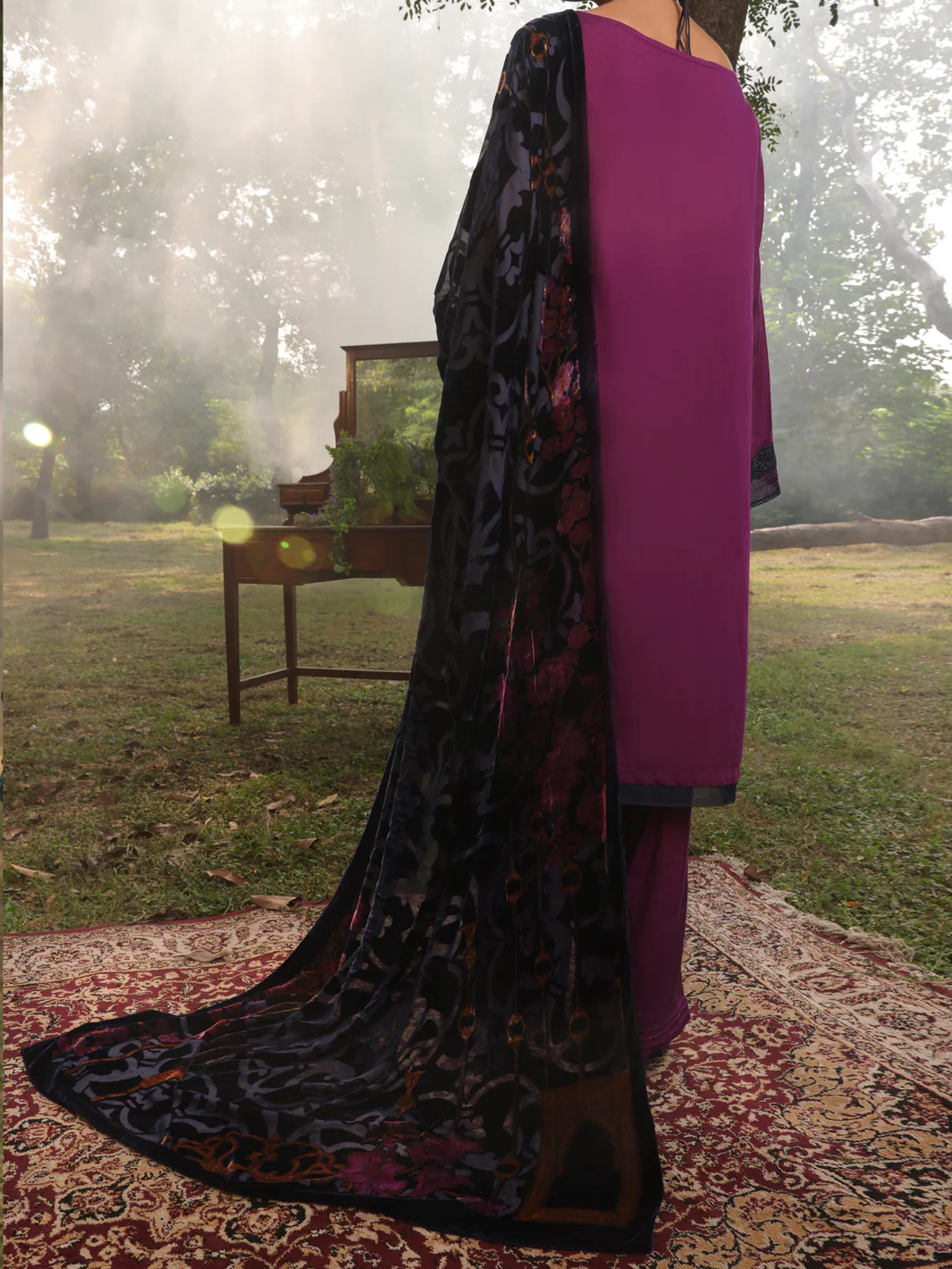 Purple Slub Viscose Stitched 3Pc - AWP-3PS-439 - Image 2