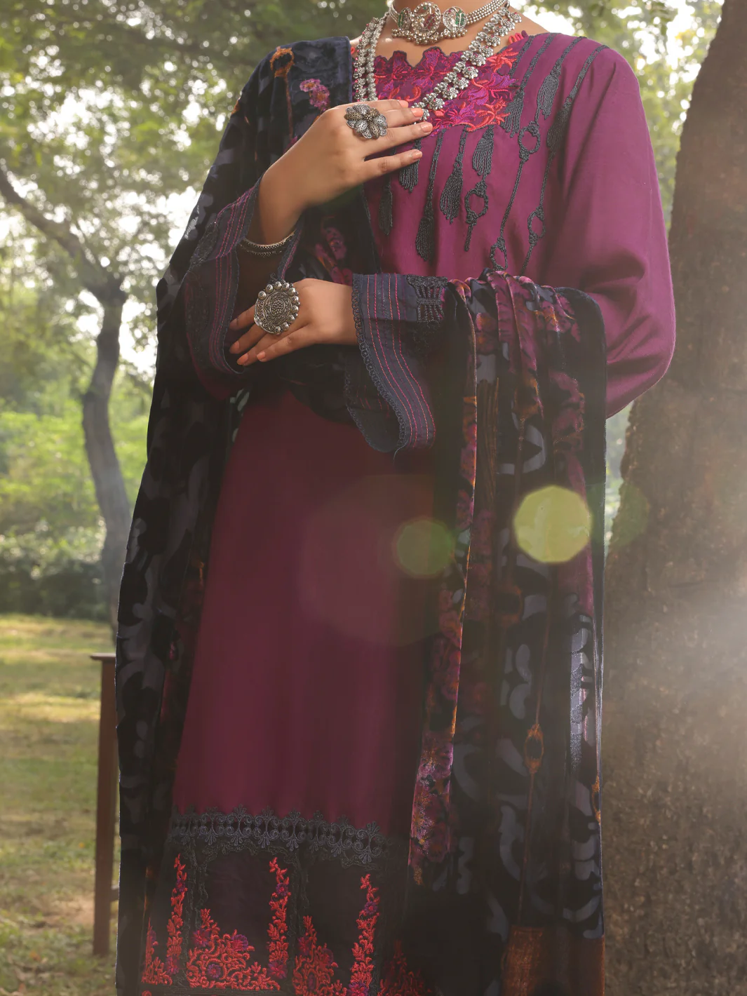 Purple Slub Viscose Stitched 3Pc - AWP-3PS-439 - Image 5