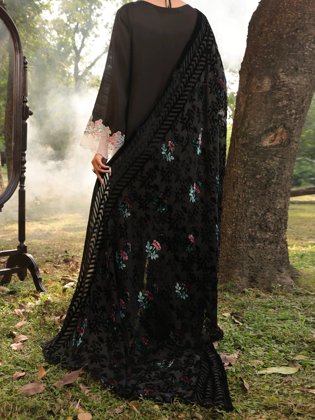 Black Slub Viscose Stitched 3Pc - AWP-3PS-442 - Image 2