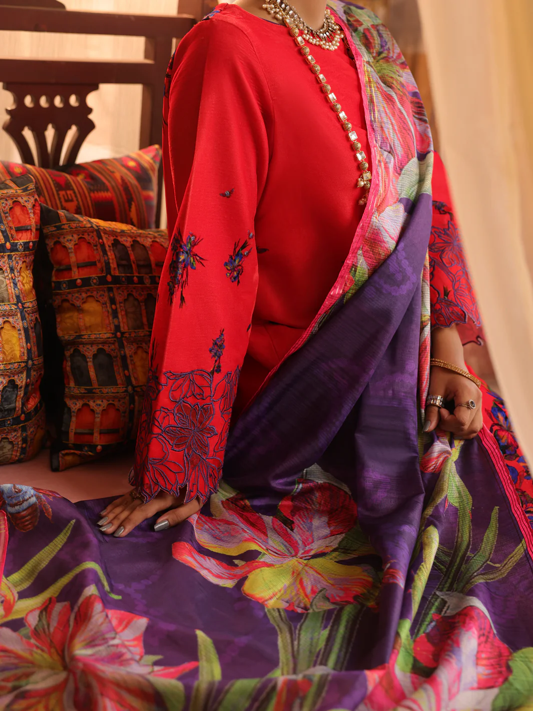 Orange Velvet Unstitched 3Pc - AWP-3PS-447 - Image 4