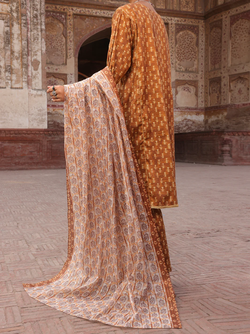 Brown Cambric Stitched 3Pc - AWP-3PS-502 - Image 2