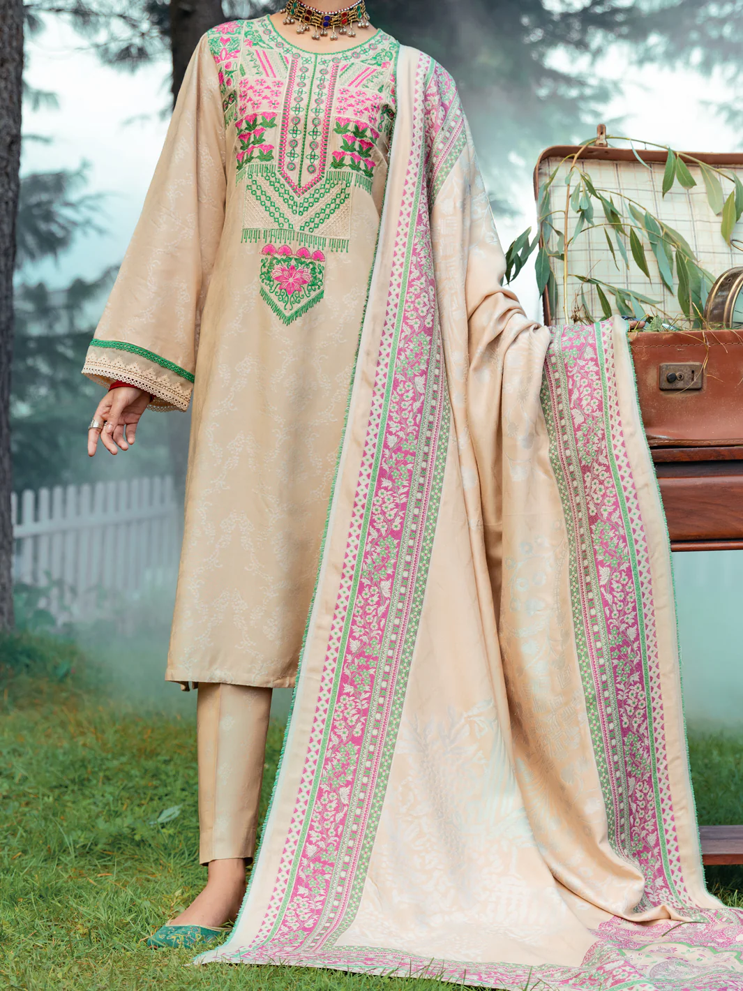 Cream 3Pc Stitched - AWP-3PS-538