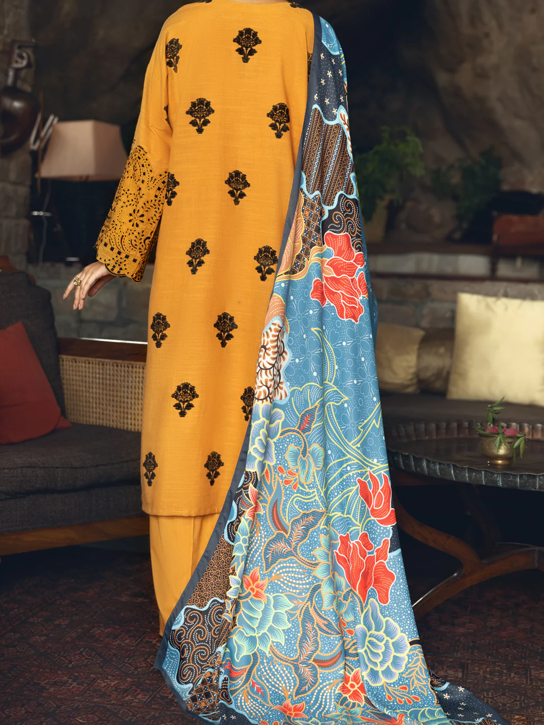 Mustard 3Pc Unstitched - AWP-3PS-544 - Image 2