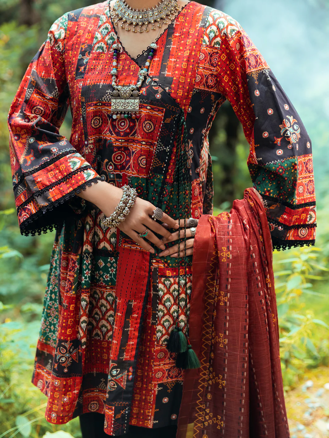 Red Cambric 3Pc Stitched - AWP-3PS-547 - Image 4