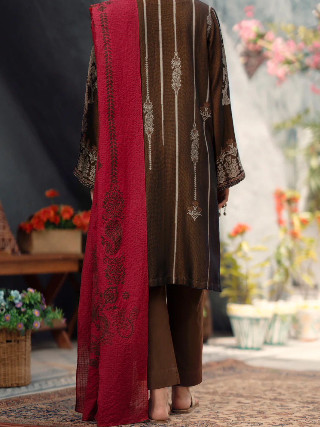 Brown 3Pc Unstitched - AWP-3PS-557 - Image 2