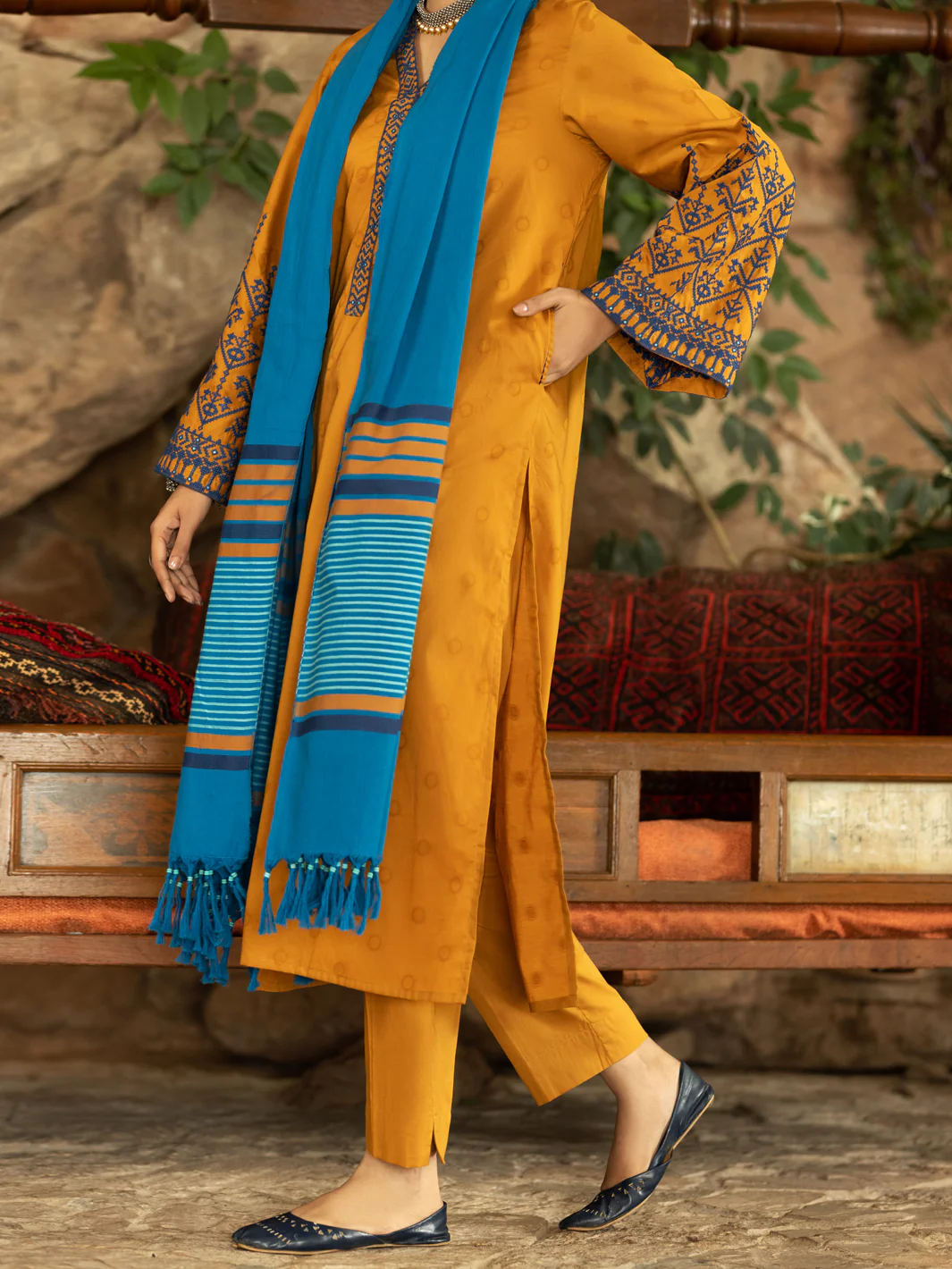 Mustard 3Pc Stitched - AWP-3PS-568