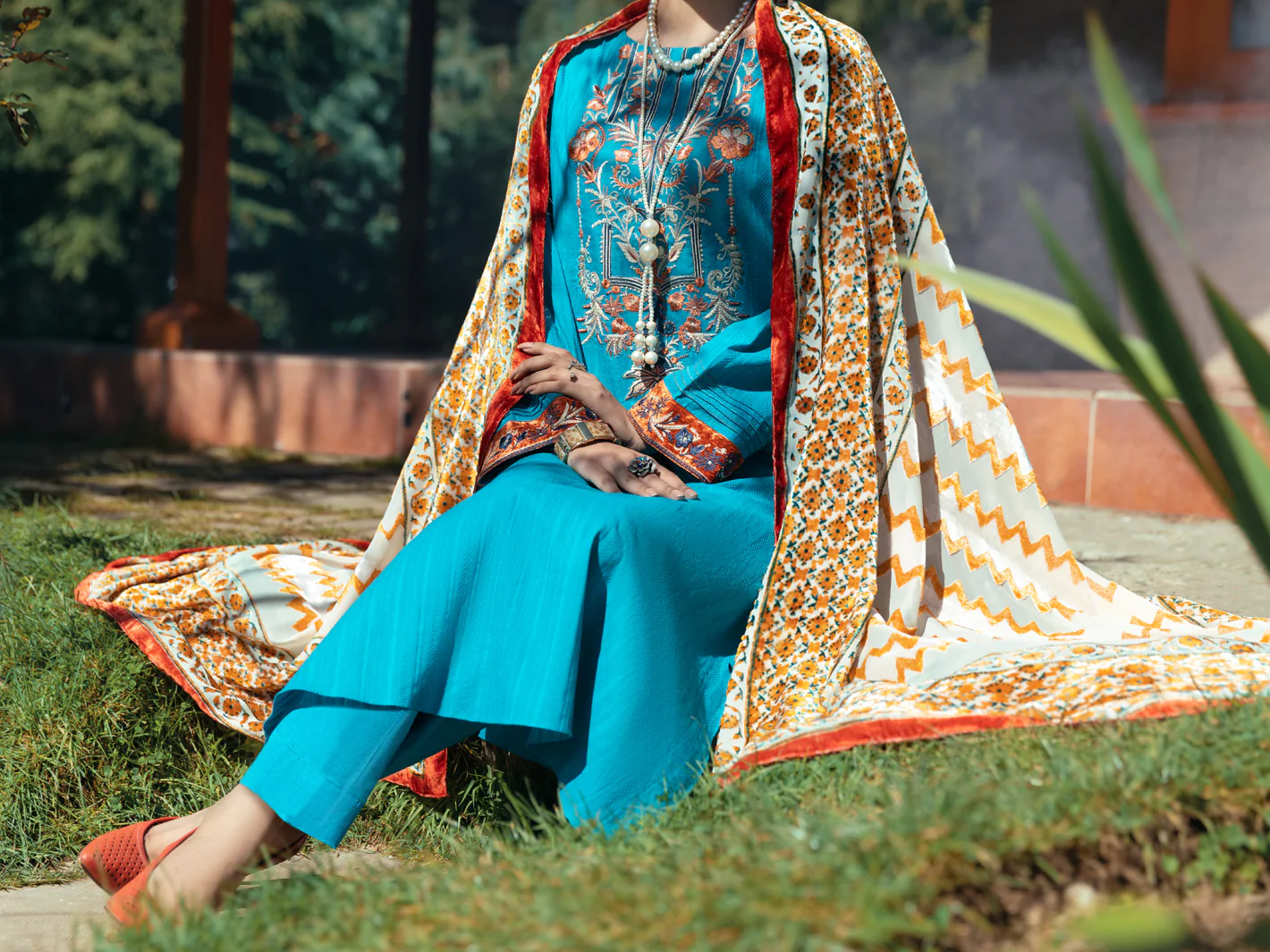 Turquoise 3Pc Stitched - AWP-3PS-584 - Image 4