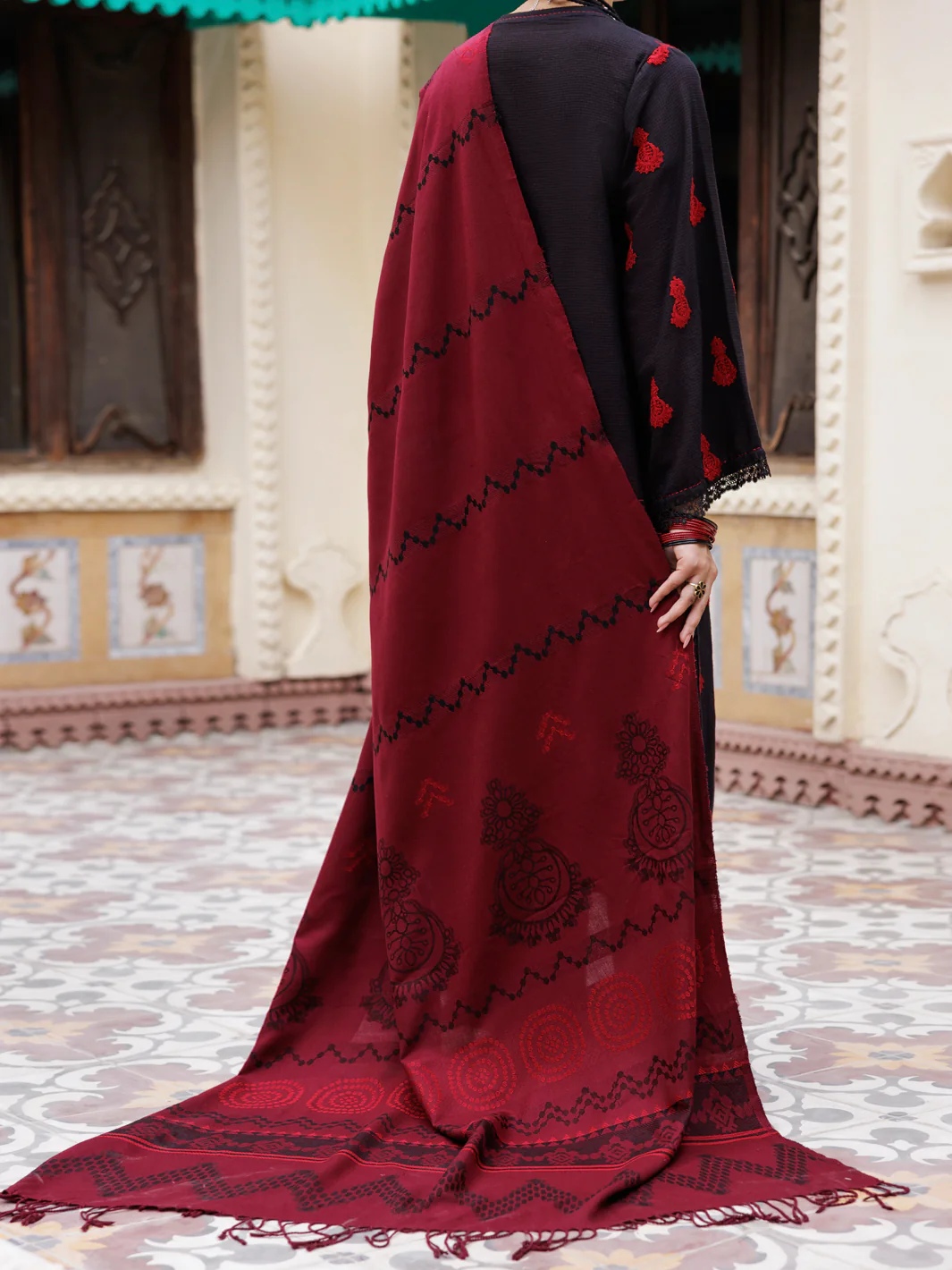 Black Dobby 3Pc Unstitched - AWP-3PS-652 - Image 2