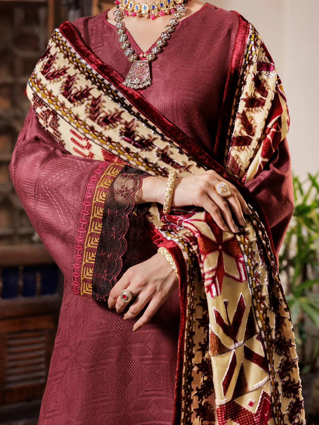 Maroon Acrylic 3Pc Stitched - AWP-3PS-656 - Image 3