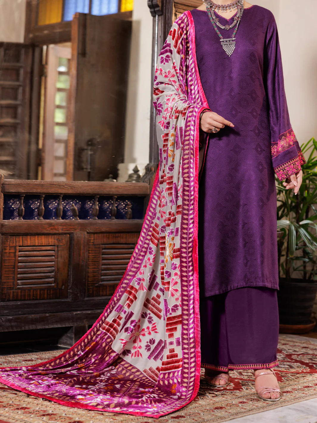 Purple Acrylic 3Pc Stitched - AWP-3PS-657