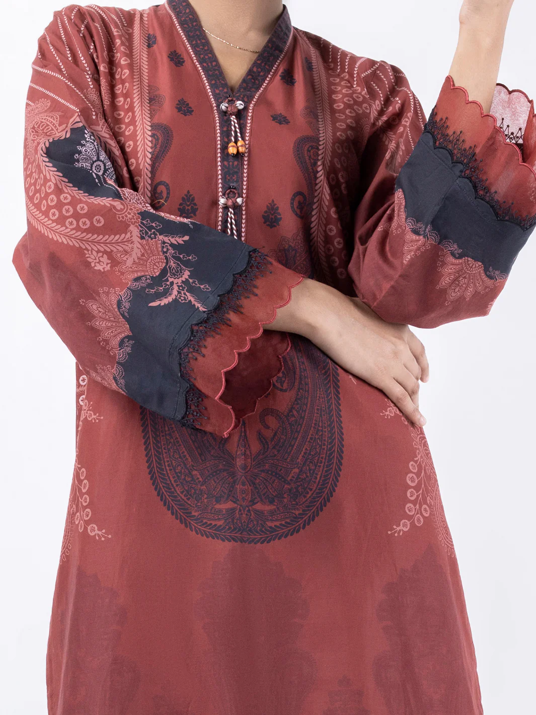 Maroon Cambric 3Pc Stitched - AWP-3PS-691 - Image 3