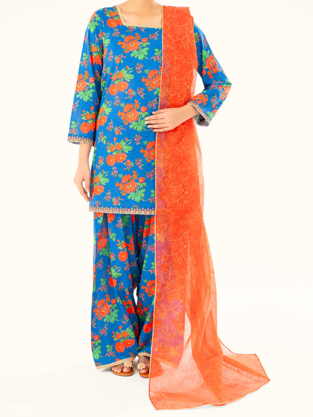 Blue Cambric 3Pc Stitched - AWP-3PS-694 - Image 4