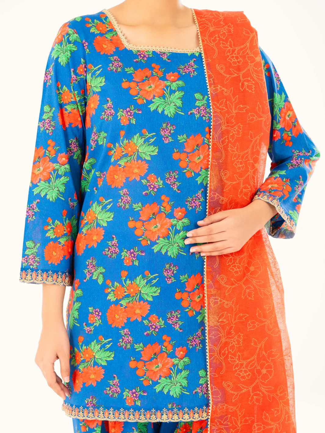 Blue Cambric 3Pc Stitched - AWP-3PS-694 - Image 6