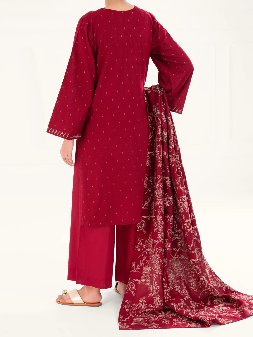 Maroon Dobby 3Pc Unstitched - AWP-3PS-696 - Image 5