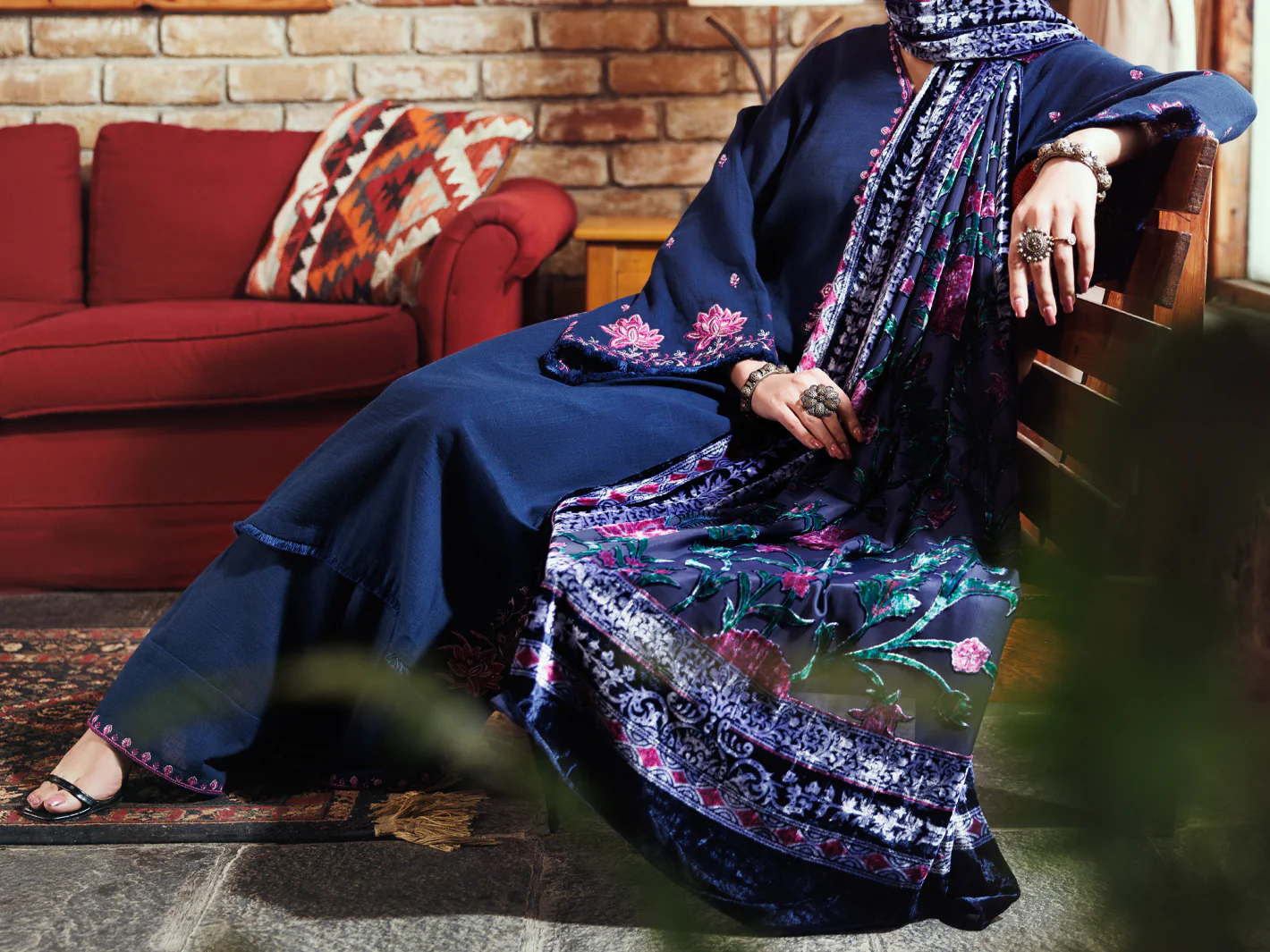 Blue Crosshatch 3Pc Unstitched - AWP-3PS-709 - Image 3